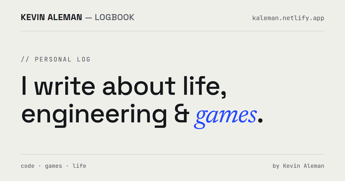 Preview image from Kevin Aleman — Logbook